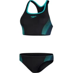 Speedo Placement 2 Piece Women's Bikini - Black/chroma Blue/aquarium