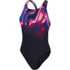 Speedo Placement Digital Powerback Bathing Suit - Black/phoenix Red/blue Flame/ultraviolet