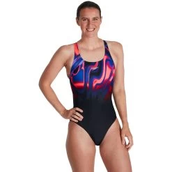 Speedo Placement Digital Powerback Bathing Suit - Black/phoenix Red/blue Flame/ultraviolet -Aqua Fit Shop speedo placement digital powerback bathing suit black phoenix red blue flame ultraviolet 8 1302838