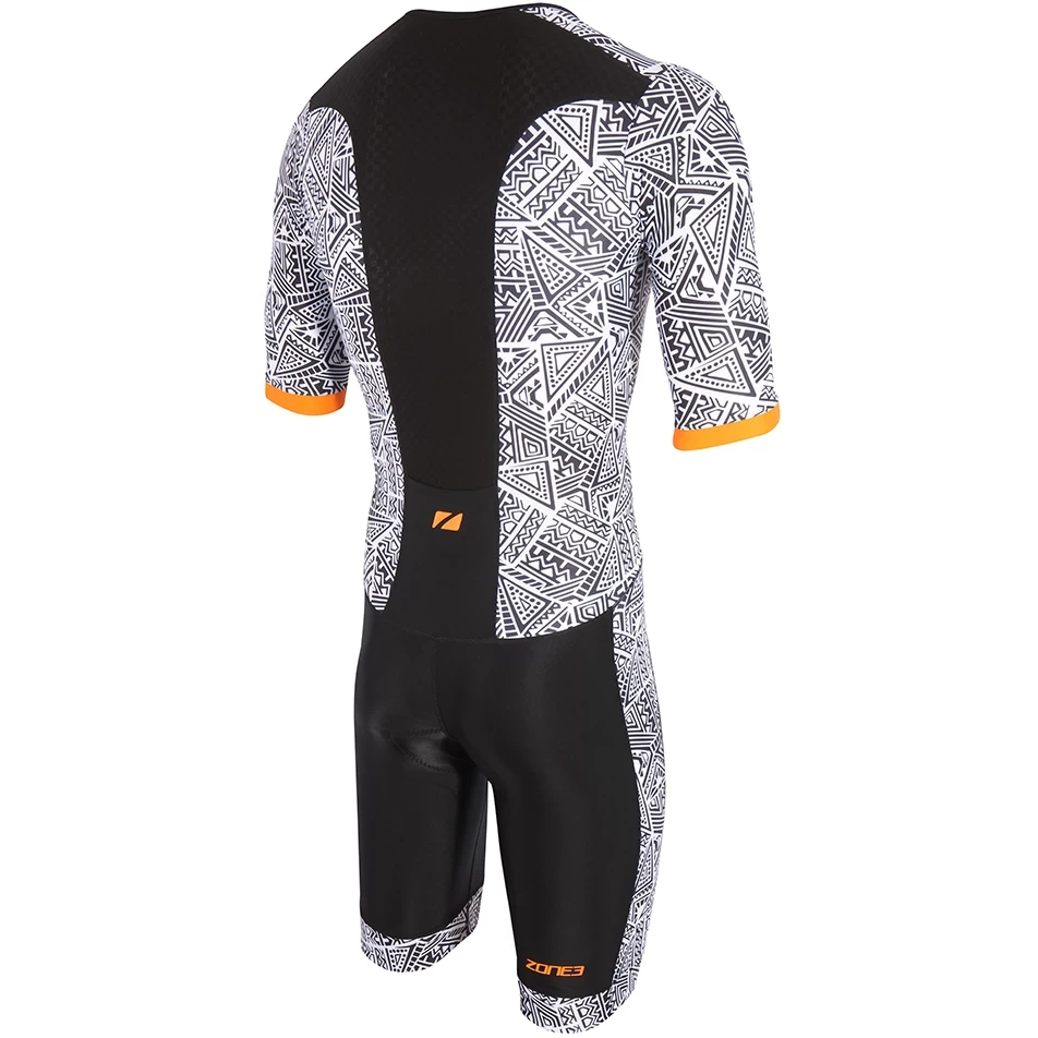 Zone3 Men's Activate Plus Kona Speed Short Sleeve Full Zip Trisuit - Black/white/orange 4 Zone3 Men's Activate Plus Kona Speed Short Sleeve Full Zip Trisuit - Black/white/orange - Image 2