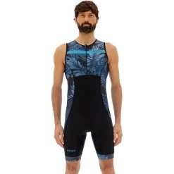 Zone3 Men's Activate Plus Tropical Palm Sleeveless Trisuit - Navy/blue -Aqua Fit Shop zone3 mens activateplus tropical palm sleeveless trisuit navy blue 3 978230