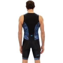 Zone3 Men's Activate Plus Tropical Palm Sleeveless Trisuit - Navy/blue -Aqua Fit Shop zone3 mens activateplus tropical palm sleeveless trisuit navy blue 4 978231