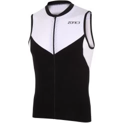Zone3 Men's Lava Long Distance Sleeveless Tri Top - Black/white/red