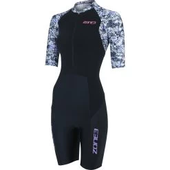 Zone3 Women's Lava Short Sleeve Aero Trisuit - White/gravel