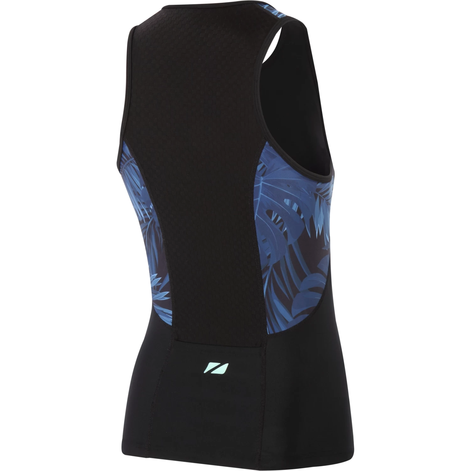 Zone3 Women's Activate Plus Tropical Palm Sleeveless Tri Top - Black/mint 4 Zone3 Women's Activate Plus Tropical Palm Sleeveless Tri Top - Black/mint - Image 2