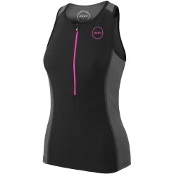 Zone3 Women's Aquaflo Plus Tri Top - Black/grey/neon Pink
