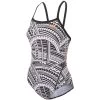 Zone3 Women's Kona Speed Strap Back Swim Suit - Tribal Print - Black/white/orange -Aqua Fit Shop zone3 womens kona speed strap back swim suit tribal print black white orange 1 979465