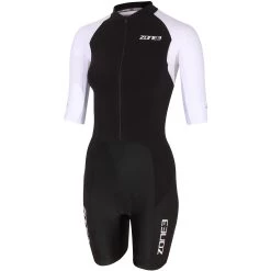 Zone3 Women's Lava Long Distance Full Zip Short Sleeve Tri Suit - Black/white/green